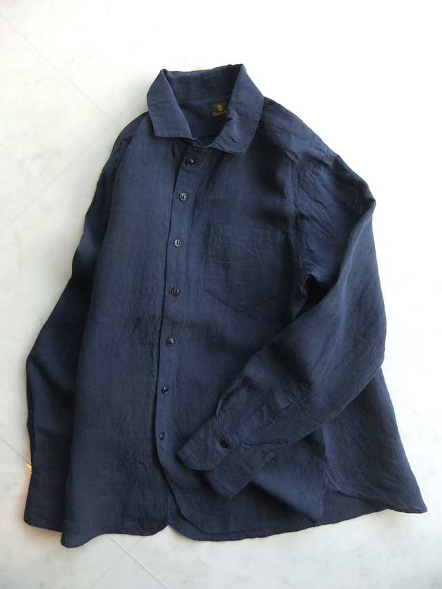 リネンイージーシャツ　ネイビーブルー　linen easy shirt 2015 navyblue