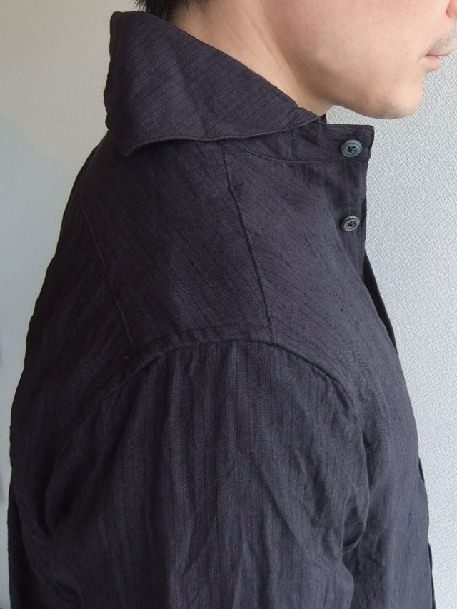 ヴィクトリアンズワークショールカラーシャツ　ダークグレー　victorians work shawlcollar shirt darkgrey