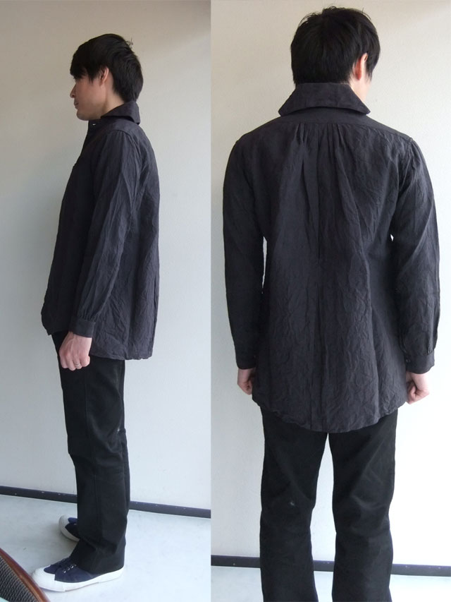 ヴィクトリアンズワークショールカラーシャツ　ダークグレー　victorians work shawlcollar shirt darkgrey
