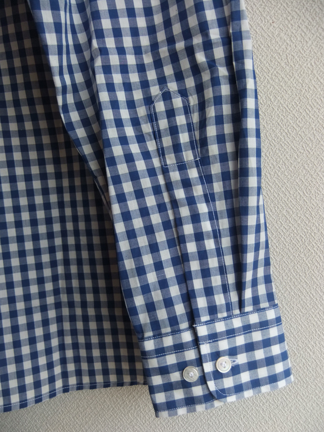 Widespread Collar Shirt Blue Gingham Workers