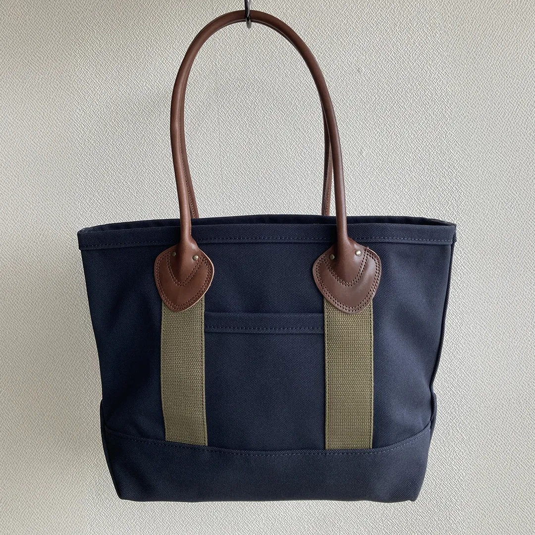 Workers Leather Handle Tote Navy - マメチコ Fashion and