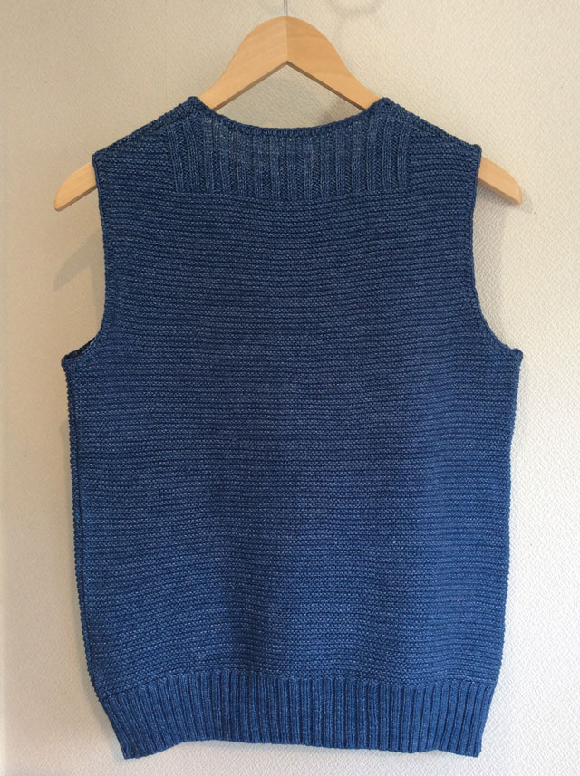 コットンニットインディゴベスト コバルトブルー cotton knit indigo