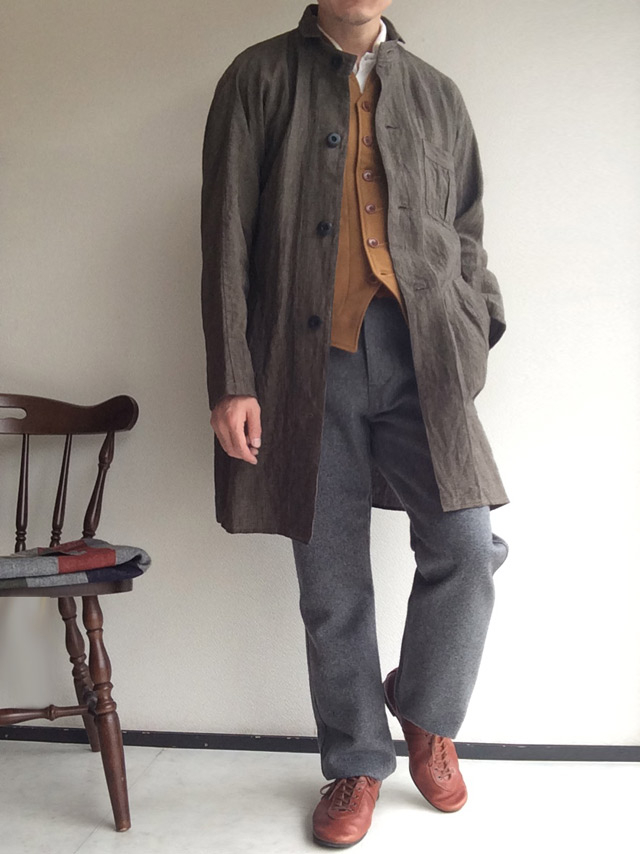 classic farmers linen coat sepia DjangoAtour