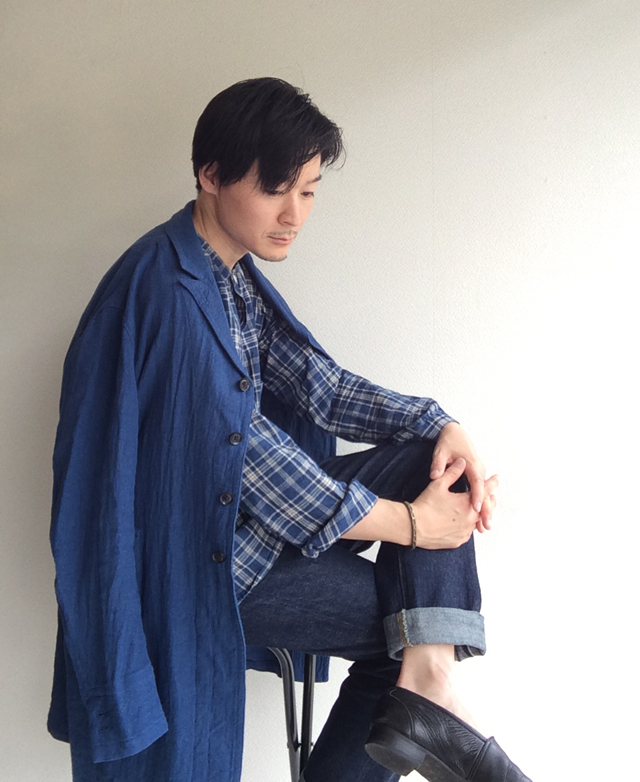 anotherline linen coat frenchblue