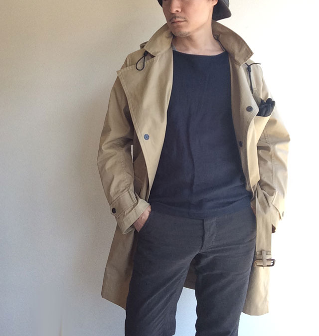 Hooded Moto Coat, Beige Ventile Twill／Workers - マメチコ Fashion