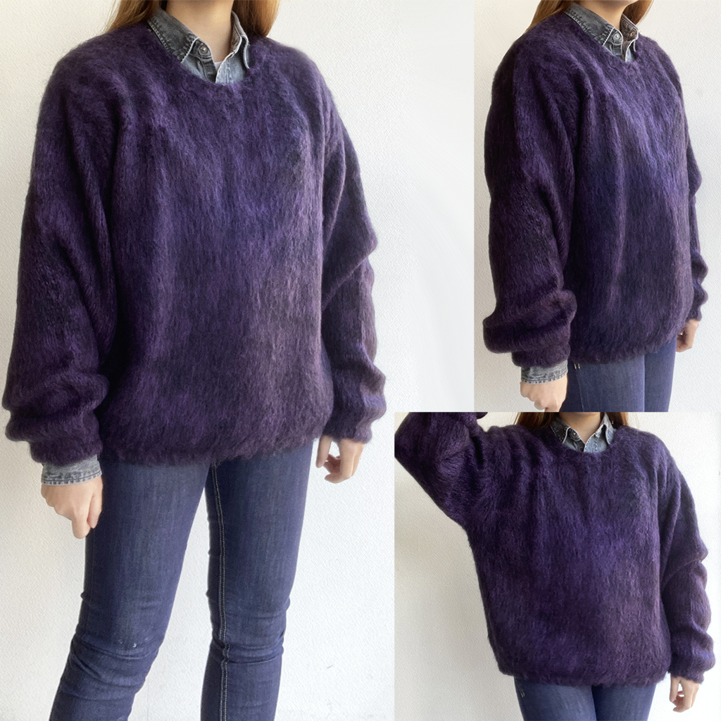 MIX MOHAIR BIG KNIT GRAY×BLUE STRANGETRIP