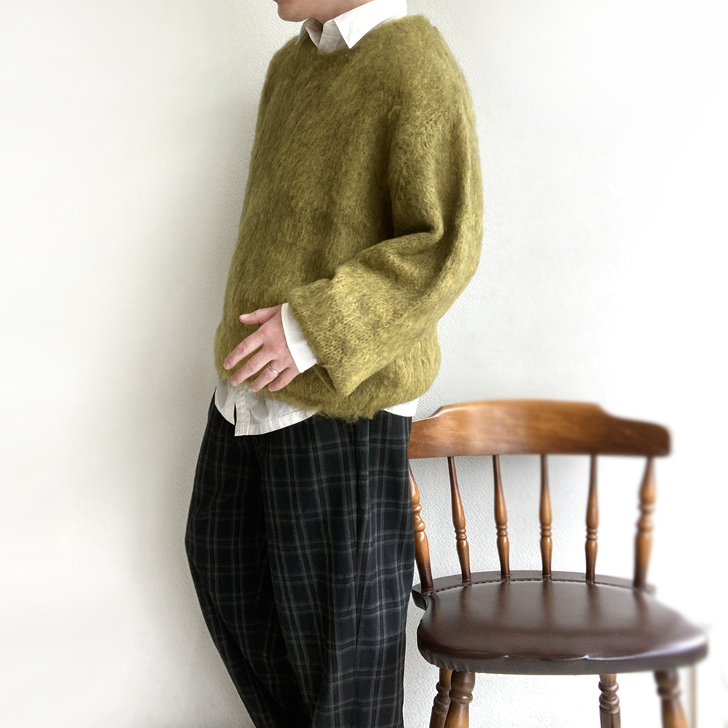 MIX MOHAIR BIG KNIT GRAY×BLUE STRANGETRIP