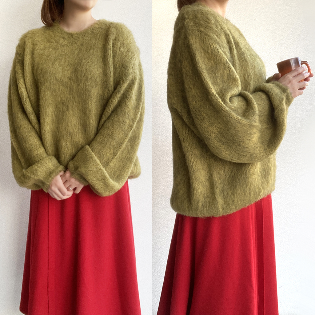 MIX MOHAIR BIG KNIT GRAY×BLUE STRANGETRIP
