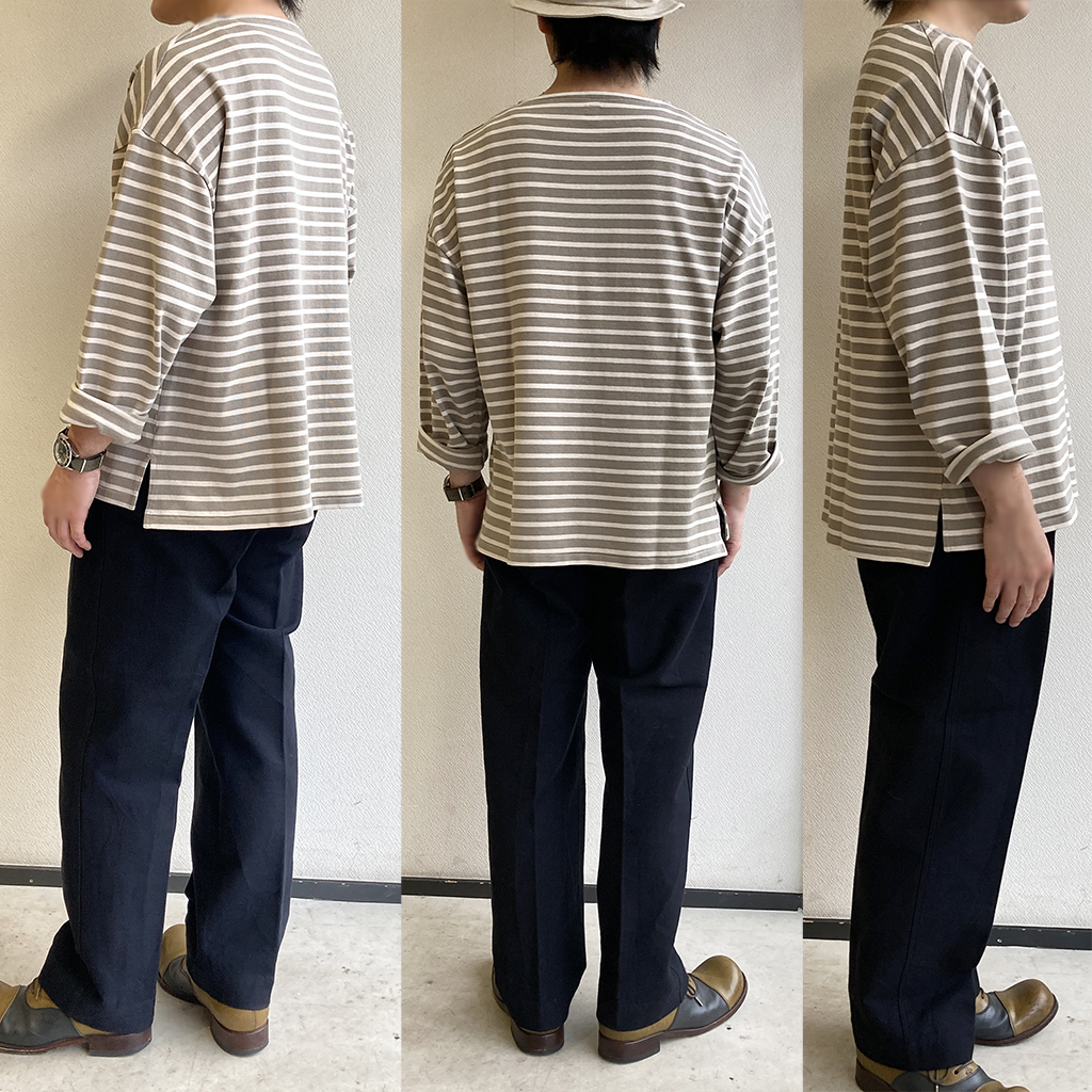 Suvin Boat neck Shirt GREY BORDER／KAPTAIN SUNSHINE - マメチコ 