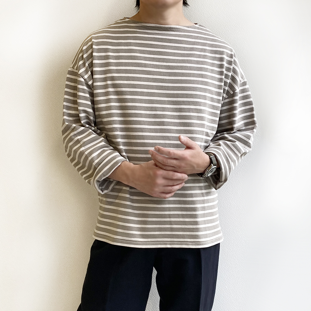 Suvin Boat neck Shirt GREY BORDER／KAPTAIN SUNSHINE - マメチコ Fashion and