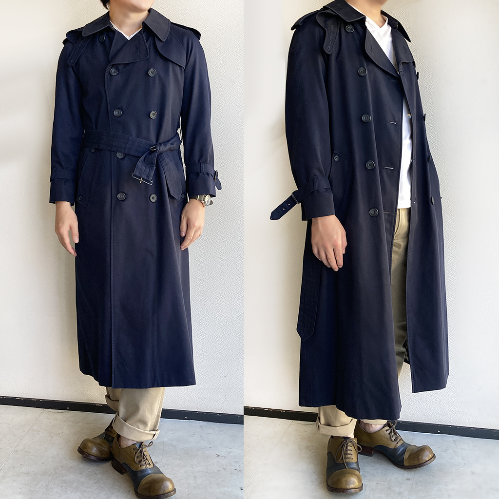 1980's Canada trench Coat by Aquascutum Navy 80年代アクアスキュータムのトレンチコート - マメチコ  Fashion and Vintage 通販