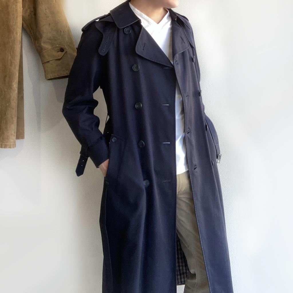 1980's Canada trench Coat by Aquascutum Navy 80年代アクアスキュー