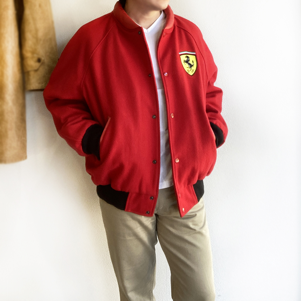1980-1990's British Wool Melton × Leather Blouson for Ferrari